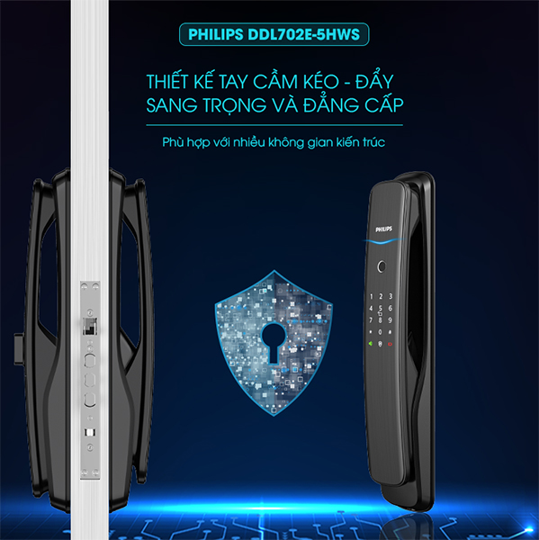 Khóa cửa vân tay kèm chuông hình Philips ddl702-1hws - ảnh 3
