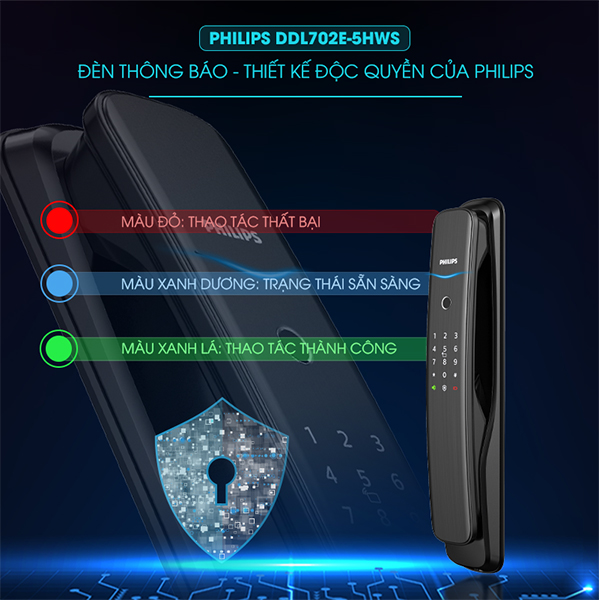 Khóa cửa vân tay kèm chuông hình Philips ddl702-1hws - ảnh 7