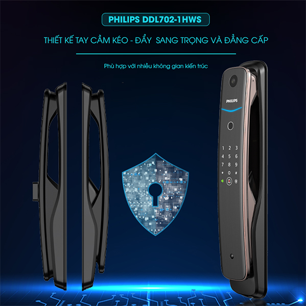 Khóa cửa vân tay kèm chuông hình Philips ddl702-1hws - ảnh 3