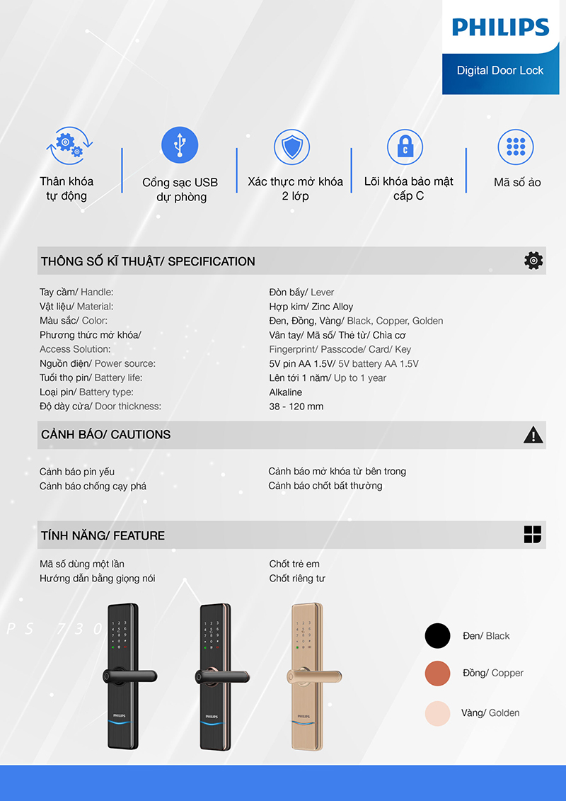 Khóa điện tử vân tay Philips 7300 - ảnh 9