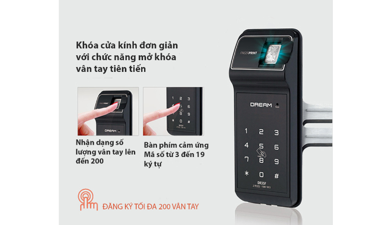 Khóa vân tay cửa kính DR35FG - ảnh 2