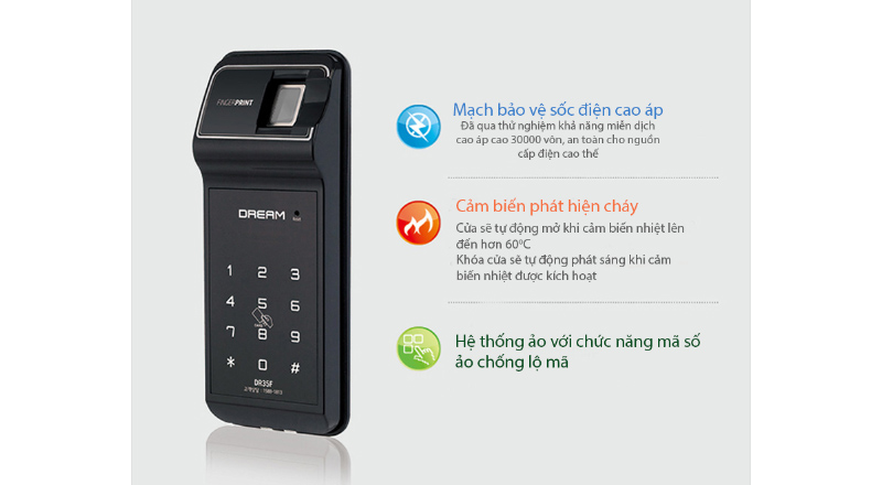 Khóa vân tay cửa kính DR35FG - ảnh 3