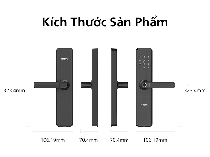 Khóa cửa vân tay, mã số, thẻ từ Philips DDL609-5HS - ảnh 1